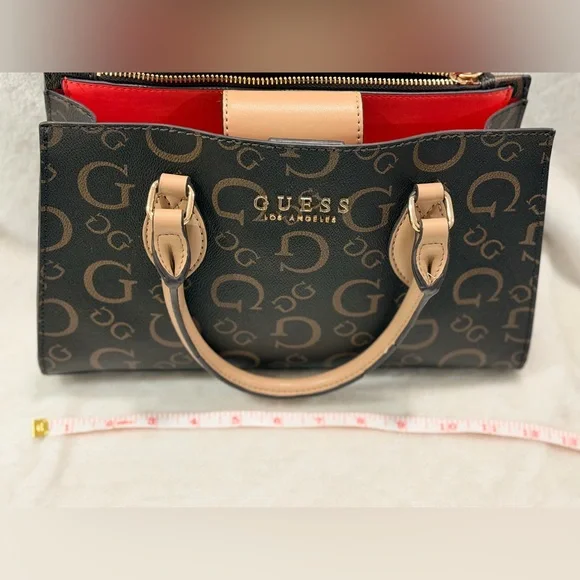 Guess Brown Monogram Mini Satchel Crossbody - Picture 14 of 15